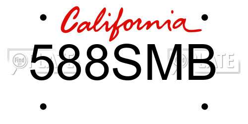 588SMB California License Plate