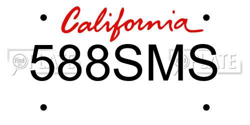 588SMS California License Plate