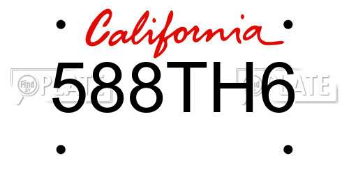 588TH6 California License Plate