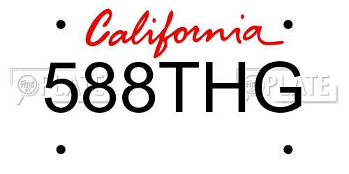 588THG California License Plate