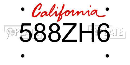 588ZH6 California License Plate