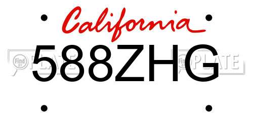 588ZHG California License Plate