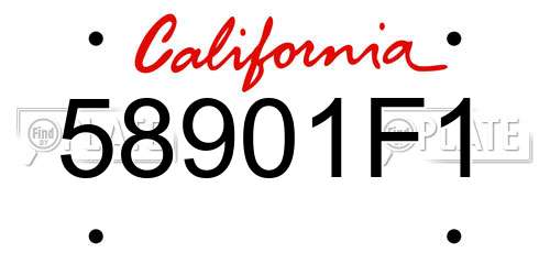 58901F1 California License Plate