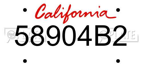58904B2 California License Plate