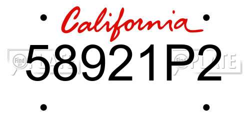 58921P2 California License Plate