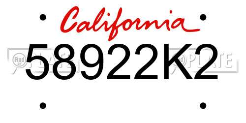 58922K2 California License Plate