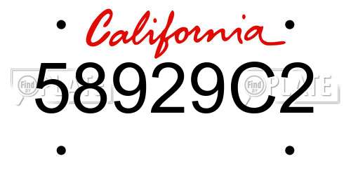 58929C2 California License Plate