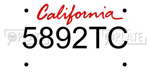 5892TC California License Plate