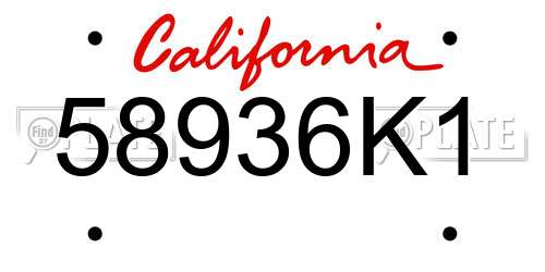 58936K1 California License Plate