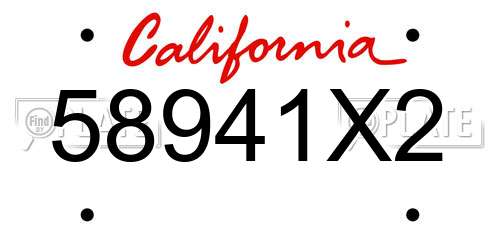 58941X2 California License Plate