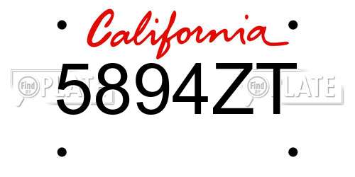 5894ZT California License Plate