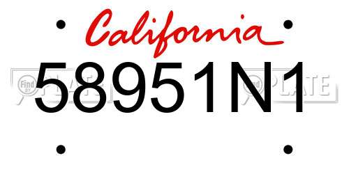 58951N1 California License Plate