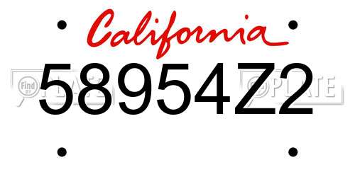 58954Z2 California License Plate