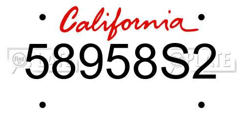58958S2 California License Plate