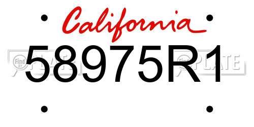 58975R1 California License Plate