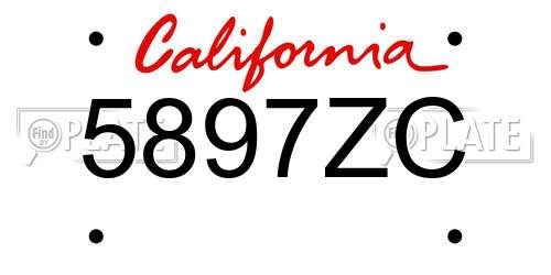 5897ZC California License Plate