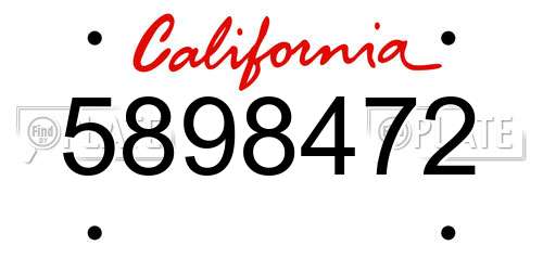 5898472 California License Plate