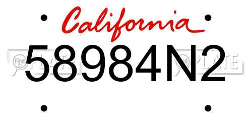 58984N2 California License Plate