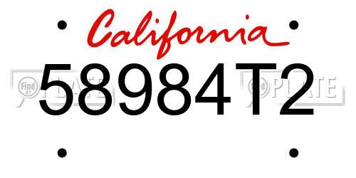 58984T2 California License Plate