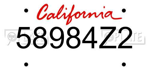 58984Z2 California License Plate