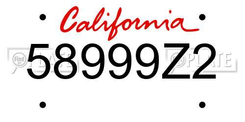 58999Z2 California License Plate