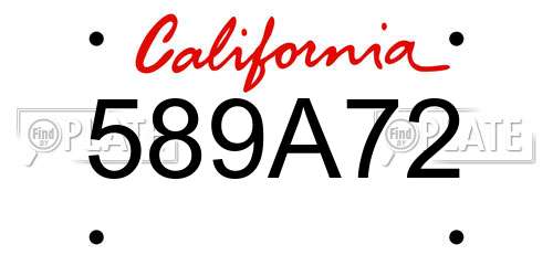 589A72 California License Plate