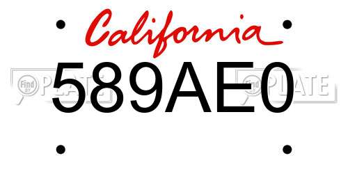 589AE0 California License Plate