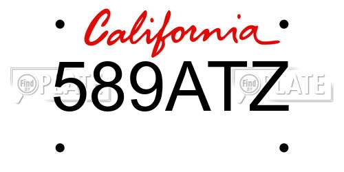 589ATZ California License Plate