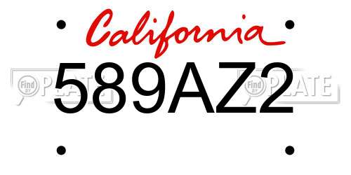 589AZ2 California License Plate