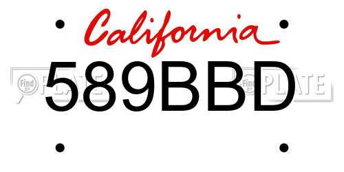 589BBD California License Plate