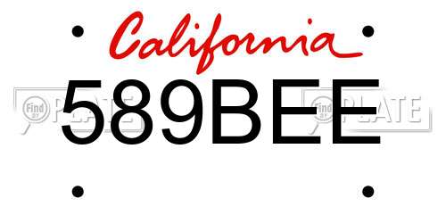 589BEE California License Plate