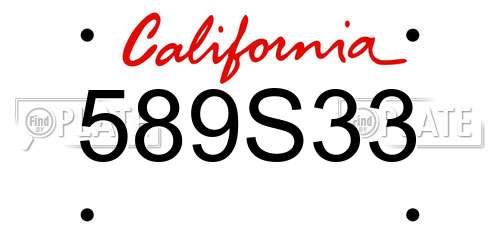 589S33 California License Plate