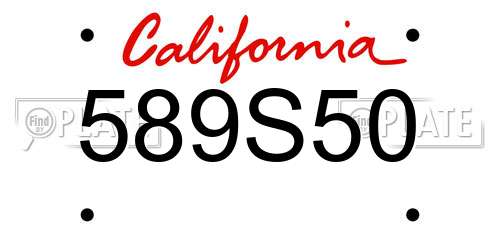 589S50 California License Plate