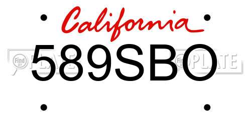 589SBO California License Plate