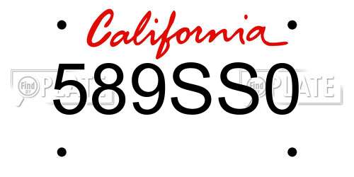 589SS0 California License Plate
