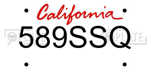 589SSQ California License Plate