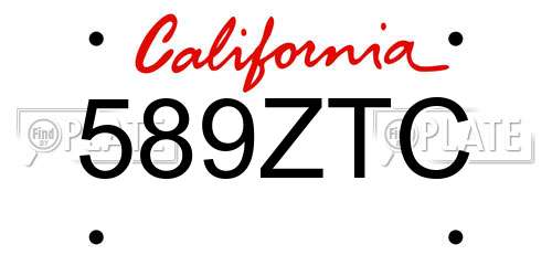 589ZTC California License Plate