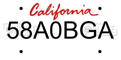 58A0BGA California License Plate