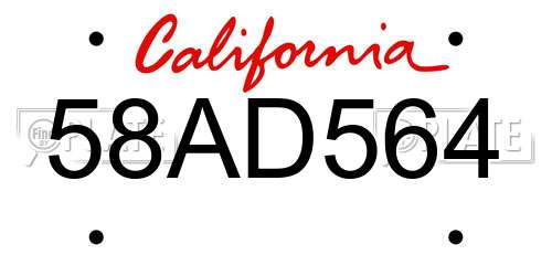 58AD564 California License Plate