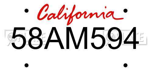 58AM594 California License Plate