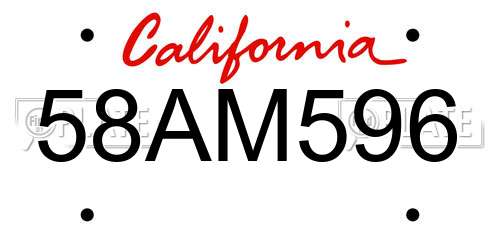 58AM596 California License Plate