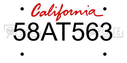 58AT563 California License Plate