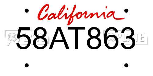 58AT863 California License Plate