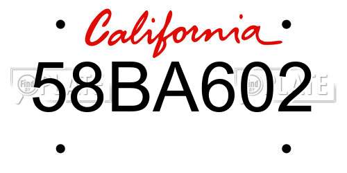 58BA602 California License Plate
