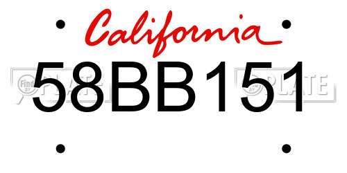 58BB151 California License Plate