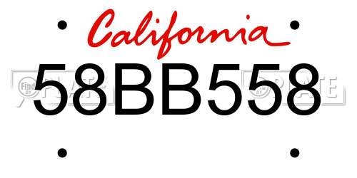 58BB558 California License Plate