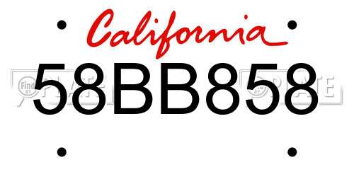 58BB858 California License Plate