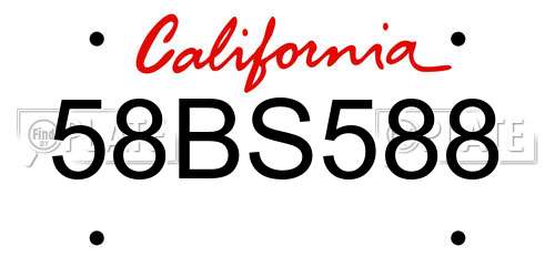 58BS588 California License Plate