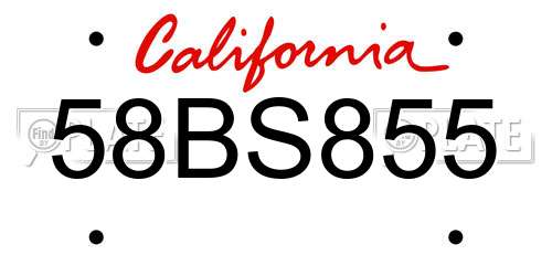 58BS855 California License Plate