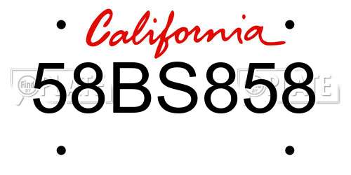 58BS858 California License Plate